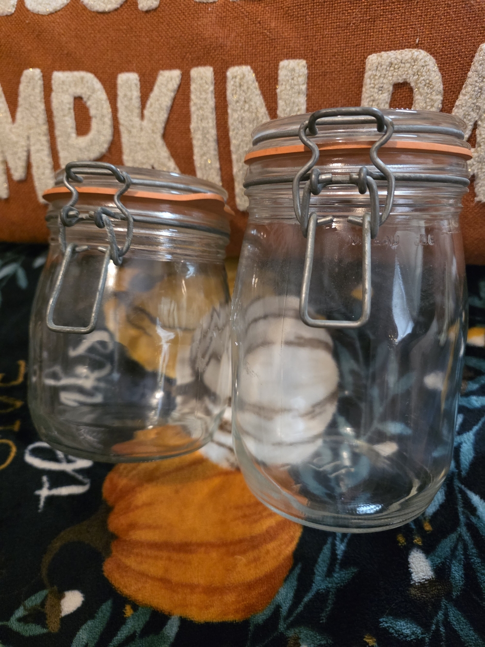 Set of 2 Glass Clip-Top Vintage Jars Made In France